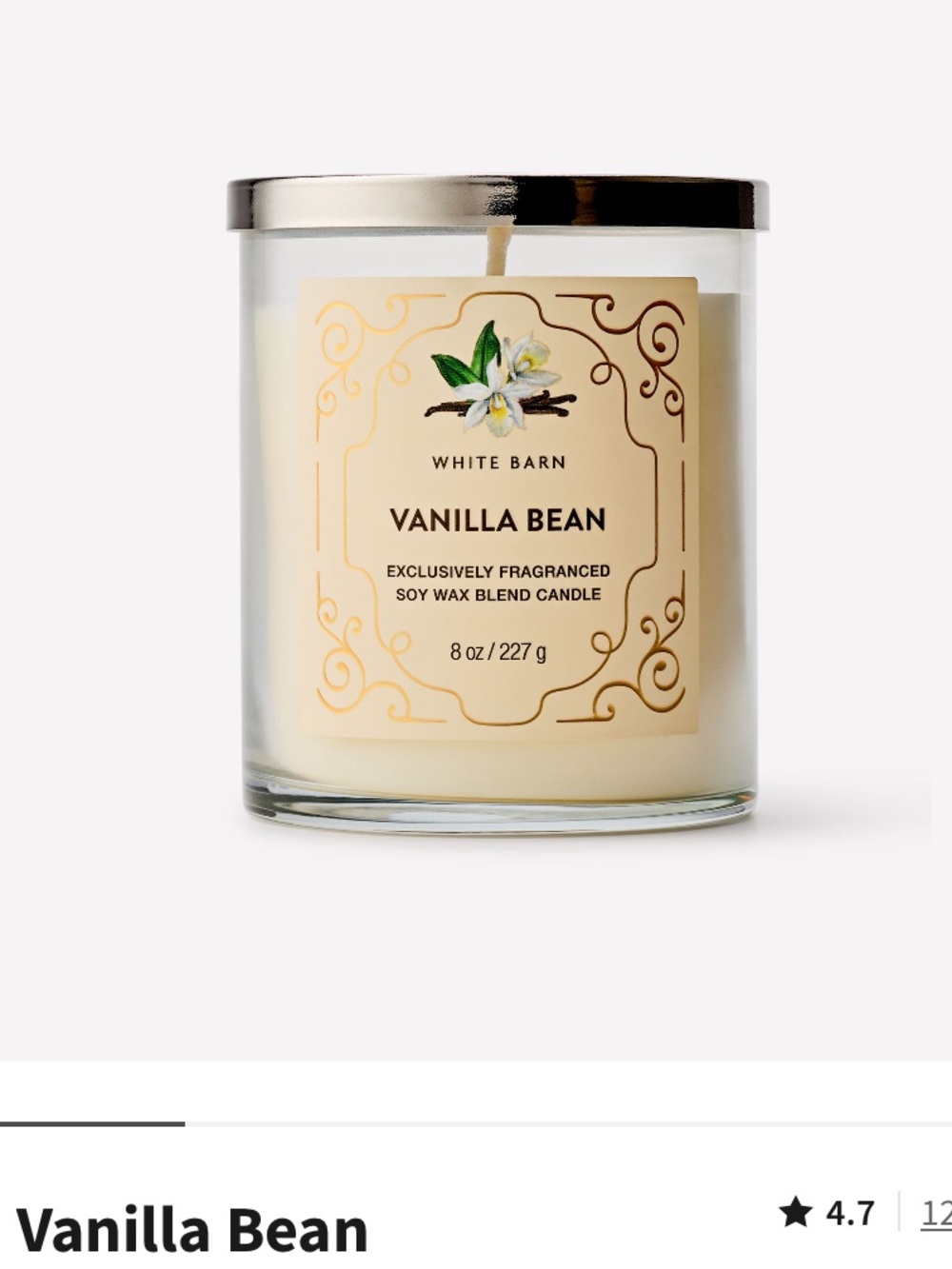 “VANILLA BEAN” Single Wick Candle by Bath & Body Works, 8 oz / 227 g, NWT
